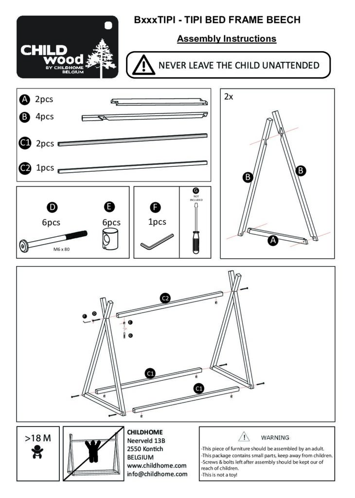 Childhome Πλαίσιο Κρεβατιού house 90*200 cm natural Montessori - Image 6