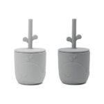 Done by Deer Κύπελλο με καλαμάκι σετ 2 Wally Grey