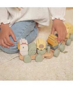 Little Dutch Ξύλινο τρενάκι με άσκηση λεπτής κίνησης κοτοπουλάκι Little Farm FSC - Image 4