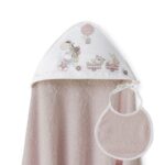Interbaby Jirafa Bicicleta Μπουρνούζι Κάπα & Σαλιάρα Dark Pink