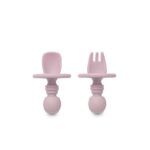 Interbaby Εκπαιδευτικό Σετ Κουτάλι- Πιρούνι Σιλικόνης – Αντιπνικτικά Dark Pink