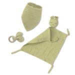 Interbaby Σετ 3 Τμχ Dou Dou Σαλιάρα & Μασητικό Olive