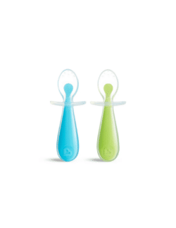 Munchkin Σετ με 2 κουτάλια Σιλικόνης Gentle Spoon Blue-Green