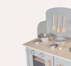 Jabadabado Ξύλινη παιδική κουζίνα με κατσαρολικά Γκρι - Image 4