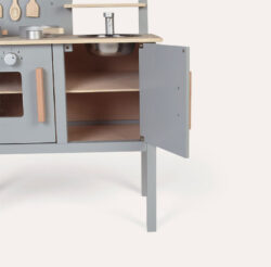 Jabadabado Ξύλινη παιδική κουζίνα με κατσαρολικά Γκρι - Image 5