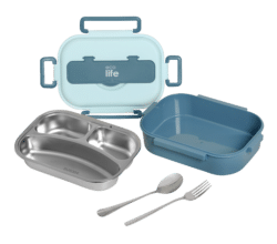 EcoLife Γαλάζιο Φαγητοδοχείο 1Lt 3 Θέσεων - Image 4