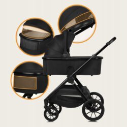 Lionelo Layla Καρότσι Βρεφικό 2 σε 1 έως 22kg Black - Image 7