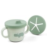 Done By Deer Παιδικό Ποτήρι Με Λάβες+Στόμιο Croco Green