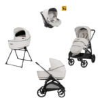 Inglesina Σύστημα μεταφοράς Aptica Quattro χρώμα Opal Ivory με σκελετό Iridio Black και παιδικό κάθισμα αυτοκινήτου Darwin Infant
