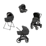 Inglesina Σύστημα μεταφοράς Aptica XT Quattro χρώμα Magnet Grey με σκελετό Nero και παιδικό κάθισμα αυτοκινήτου Darwin Infant