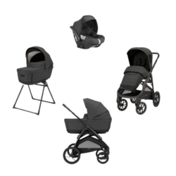 Inglesina Σύστημα μεταφοράς Aptica XT Quattro χρώμα Magnet Grey με σκελετό Nero και παιδικό κάθισμα αυτοκινήτου Darwin Infant