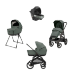 Inglesina Σύστημα μεταφοράς Aptica XT Quattro χρώμα Taiga Green με σκελετό Nero και παιδικό κάθισμα αυτοκινήτου Darwin Infant