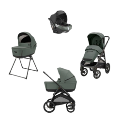 Inglesina Σύστημα μεταφοράς Aptica XT Quattro χρώμα Taiga Green με σκελετό Nero και παιδικό κάθισμα αυτοκινήτου Darwin Infant