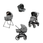 Inglesina Σύστημα μεταφοράς Aptica XT Quattro χρώμα Canyon Grey με σκελετό Nero και παιδικό κάθισμα αυτοκινήτου Darwin Infant