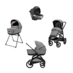 Inglesina Σύστημα μεταφοράς Aptica XT Quattro χρώμα Canyon Grey με σκελετό Nero και παιδικό κάθισμα αυτοκινήτου Darwin Infant