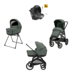 Inglesina Σύστημα μεταφοράς Aptica XT Quattro χρώμα Taiga Green με σκελετό Nero και παιδικό κάθισμα αυτοκινήτου Darwin Infant Recline