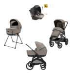 Inglesina Σύστημα μεταφοράς Aptica XT Quattro χρώμα Tundra Beige με σκελετό Nero και παιδικό κάθισμα αυτοκινήτου Darwin Infant Recline