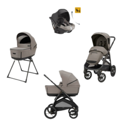 Inglesina Σύστημα μεταφοράς Aptica XT Quattro χρώμα Tundra Beige με σκελετό Nero και παιδικό κάθισμα αυτοκινήτου Darwin Infant Recline