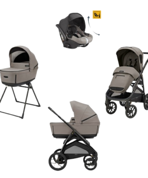 Inglesina Σύστημα μεταφοράς Aptica XT Quattro χρώμα Tundra Beige με σκελετό Nero και παιδικό κάθισμα αυτοκινήτου Darwin Infant Recline