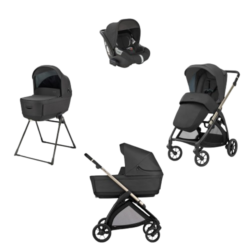 Inglesina Σύστημα μεταφοράς Electa Quattro χρώμα Upper Black με σκελετό Iridio Black και παιδικό κάθισμα αυτοκινήτου Darwin Infant