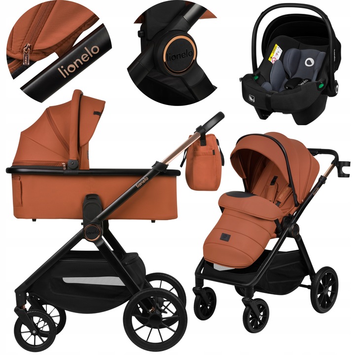 lionelo-layla-3-in-1 Lionelo Layla Καρότσι Βρεφικό 3 σε 1 έως 22kg Brown Rust - Image 1
