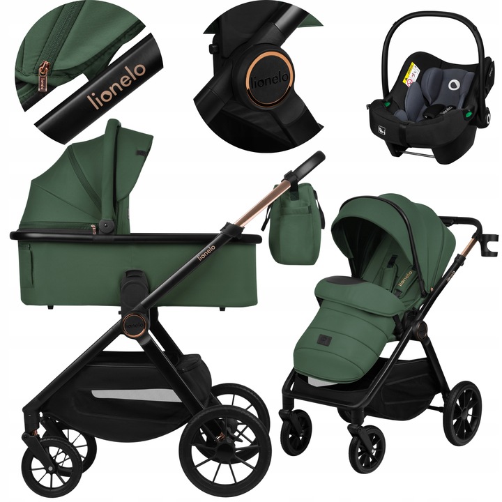 lionelo-layla-3-se-1 Lionelo Layla Καρότσι Βρεφικό 3 σε 1 έως 22kg Green Forest - Image 1