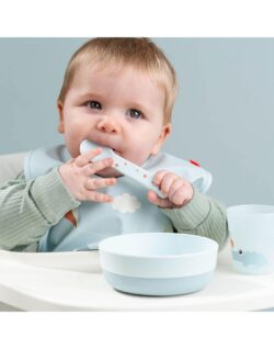 Done by Deer Αδιάβροχη Σαλιάρα Υφασμάτινη με Αυτοκόλλητο & Τσέπη Blue - Image 5