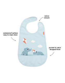 Done by Deer Αδιάβροχη Σαλιάρα Υφασμάτινη με Αυτοκόλλητο & Τσέπη Blue - Image 3