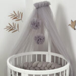 Ingvart Κουνουπιέρα Τούλι Με Pom Pom – Γκρί