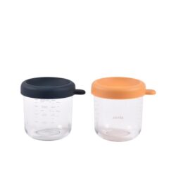 Béaba Γυάλινα Δοχεία Αποθήκευσης Φαγητού 2τεμ 250ml Night Blue/Honey