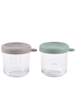 Béaba Γυάλινα Δοχεία Αποθήκευσης Φαγητού 2τεμ 250ml Sage green/Gazelle