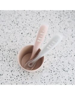 Béaba Κουτάλι σιλικόνης 1st age 2 τεμ με κουτί μεταφοράς Grey/Pink - Image 5