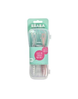 Béaba Κουτάλι σιλικόνης 1st age 2 τεμ με κουτί μεταφοράς Grey/Pink - Image 4