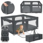 Lionelo Florence Easy Fold Πάρκο 150X180cm Gray Graphite