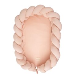 Bimbidreams Βρεφική Φωλιά Ύπνου Πλεξούδα με Memory Foam "Pink" 85x62 εκ.