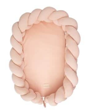 Bimbidreams Βρεφική Φωλιά Ύπνου Πλεξούδα με Memory Foam "Pink" 85x62 εκ.