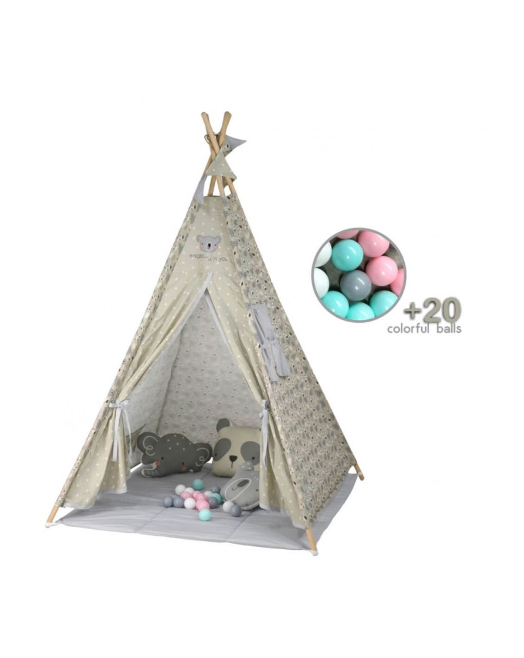 LITTLE DUTCH1 (7) Bebe stars παιδική σκηνή panda με μπάλες 302-187 - Image 1