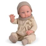 Magic baby Παιδική κούκλα μωρό "Alicia με μπεζ ολόσωμη φόρμα"-45εκ.