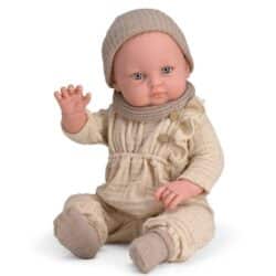 Magic baby Παιδική κούκλα μωρό "Alicia με μπεζ ολόσωμη φόρμα"-45εκ.