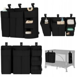 Lionelo Sidepocket Large Κρεμαστός Οργανωτής για κούνια/παρκοκρέβατο Black