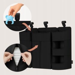 Lionelo Sidepocket Large Κρεμαστός Οργανωτής για κούνια/παρκοκρέβατο Black - Image 3