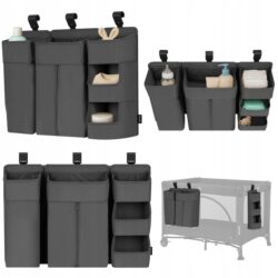 Lionelo Sidepocket Large Κρεμαστός Οργανωτής για κούνια/παρκοκρέβατο Gray