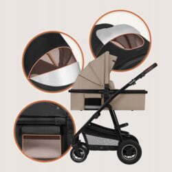 Lionelo Amber Plus Καρότσι Βρεφικό έως 22kg 3 σε 1 Beige Sand - Image 11