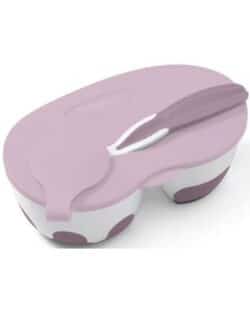 BabyOno Μπολάκι με δύο θήκες και θήκη για κουταλάκι Ροζ