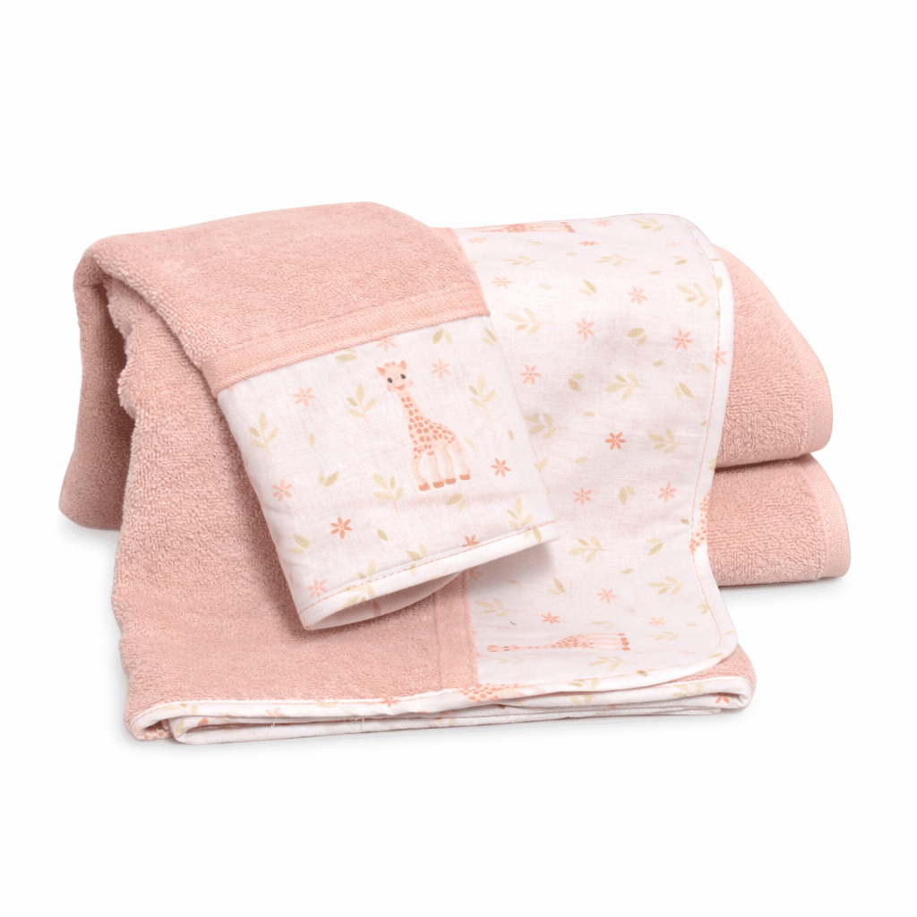 ChatGPT Image 18 Δεκ 2025, 06_03_02 μ.μ. Baby Oliver Σετ πετσέτες 2 τεμ 100% βαμβάκι Sophie La Girafe Ρόζ - Image 1