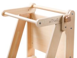 Eli Neli Montessori Πτυσσόμενος Ξύλινος Πύργος Εκμάθησης 2 σε 1 με Μαυροπίνακα 90cm - Image 3