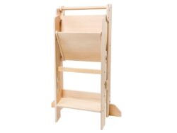 Eli Neli Montessori Πτυσσόμενος Ξύλινος Πύργος Εκμάθησης 2 σε 1 με Μαυροπίνακα 90cm - Image 6