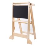 Eli Neli Montessori Πτυσσόμενος Ξύλινος Πύργος Εκμάθησης 2 σε 1 με Μαυροπίνακα 90cm