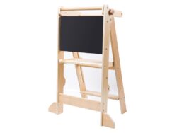 Eli Neli Montessori Πτυσσόμενος Ξύλινος Πύργος Εκμάθησης 2 σε 1 με Μαυροπίνακα 90cm