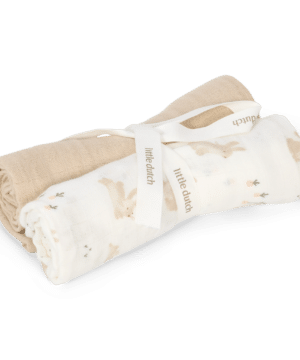 Little Dutch Σετ 2 πανάκια αγκαλιάς από μουσελίνα Baby Bunny  70x70
